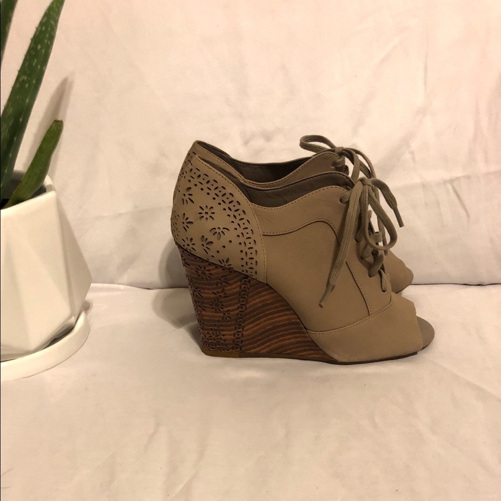 Gianni Bini Tan Open-Toe Wedge Shoe